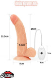Belden Bağlamalı Ten Uyumlu Unisex 10 Titreşim Modlu Penis Dildo 22 CM