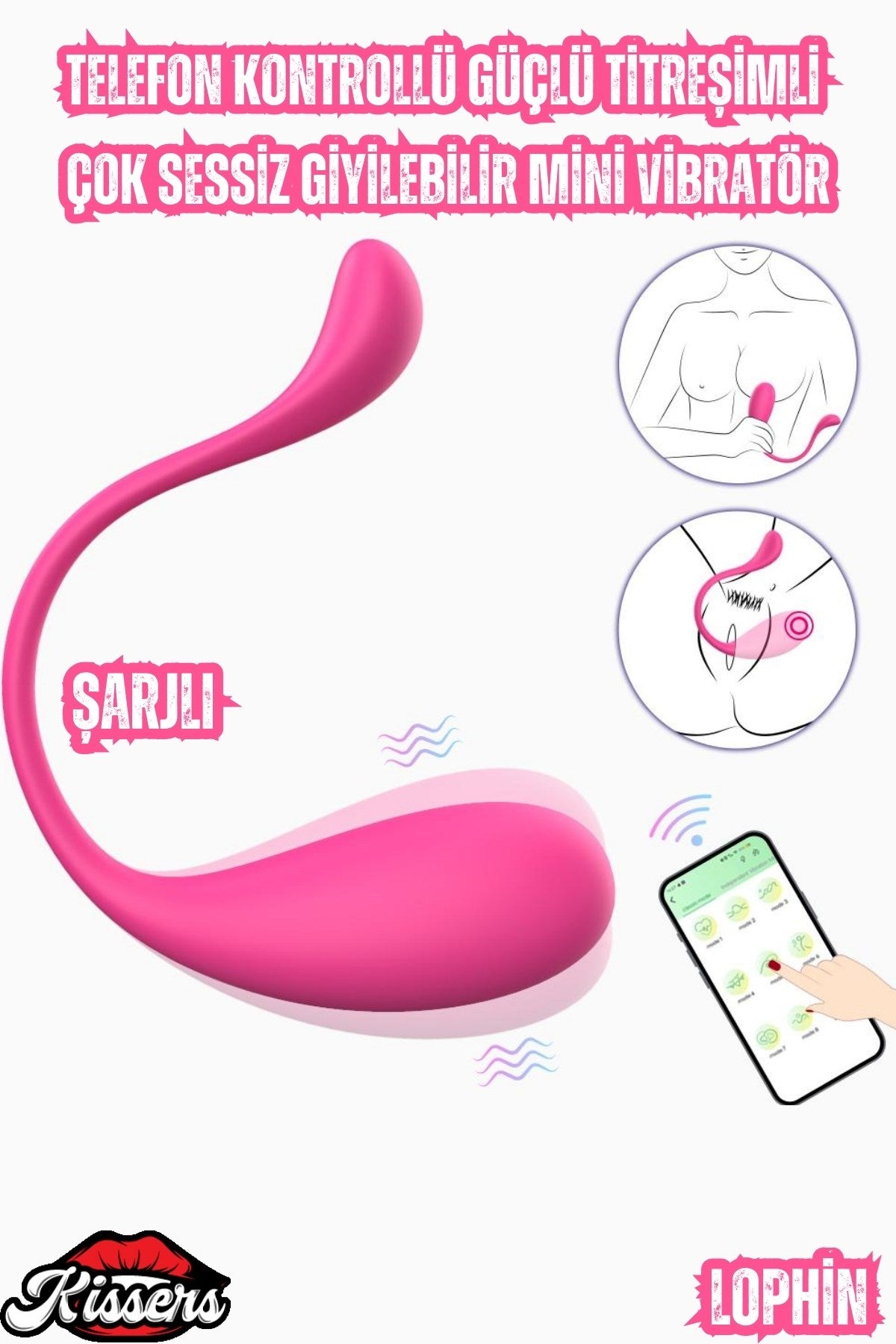 Lophin App Şarjlı Telefon Kontrollü Güçlü Titreşimli Çok Sessiz Giyilebilir Mini Vibratör