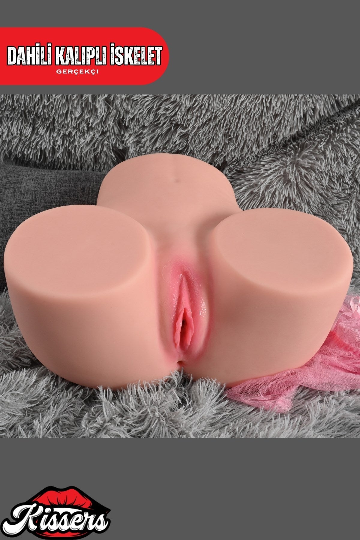 Yeni Nesil Anal Vajinal Çift Giriş Titreşimli Isıtmalı Beyaz Ten Realistik Kalça Mastürbatör 24 Kg