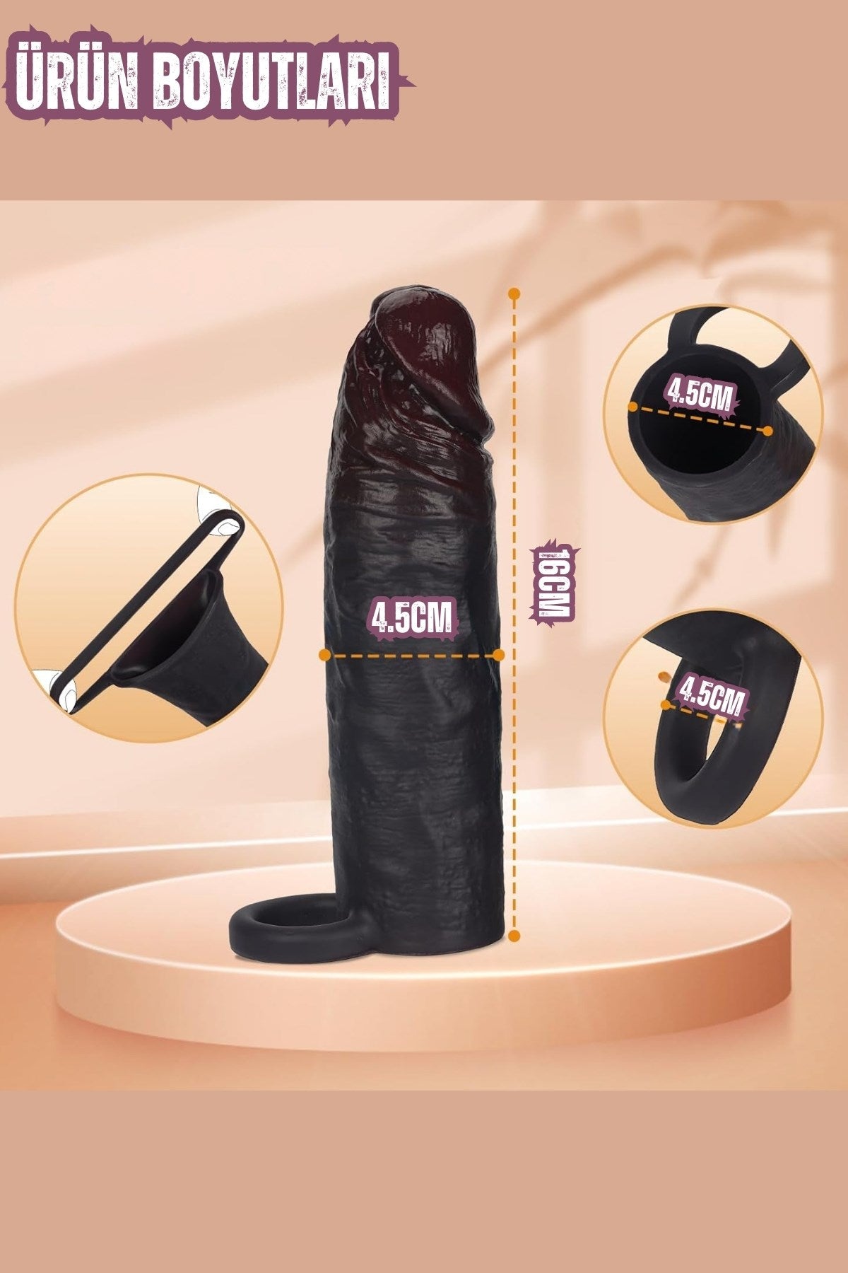 Erken Boşalma Önleyici Ultra Realistik Testis Tutuculu Damarlı Uzatmalı Penis Kılıfı