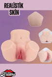 Yeni Nesil Titreşimli Gerçekçi Vajina 2in1 Anal Vajinal Mastürbatör Realistik Manken Kalça 24 Cm