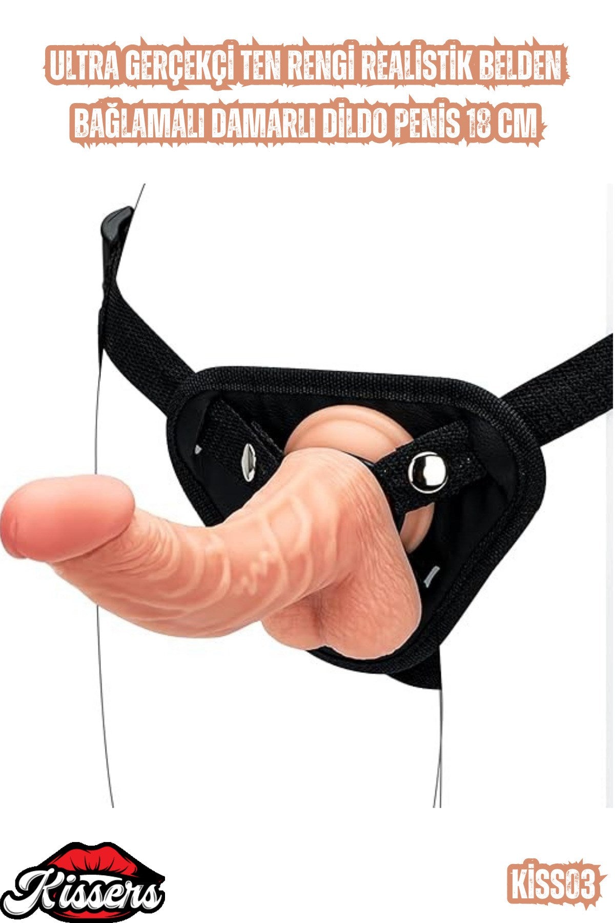 Ultra Gerçekçi Ten Rengi Realistik Belden Bağlamalı Damarlı Dildo Penis 18 Cm