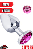 Paslanmaz Çelik  Gümüş Pembe Mücevher Çıkarılabilir Taşlı 7 Cm Lüks Anal Plug Ve Tıkaç