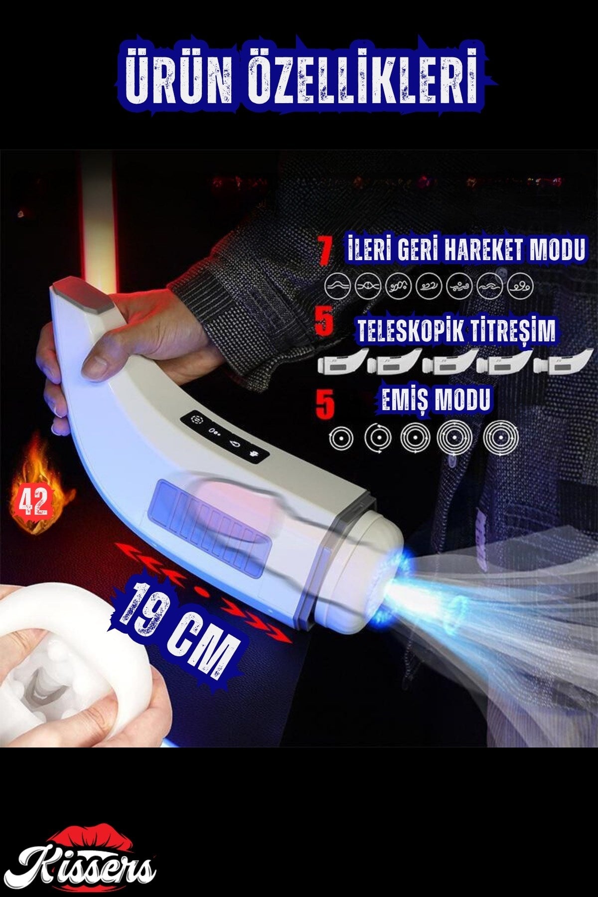 Lüx Isıtmalı İnleme Sesli İleri Geri Hareketli Emiş ve Titreşim Özellikli Suni Vajina Mastürbatör