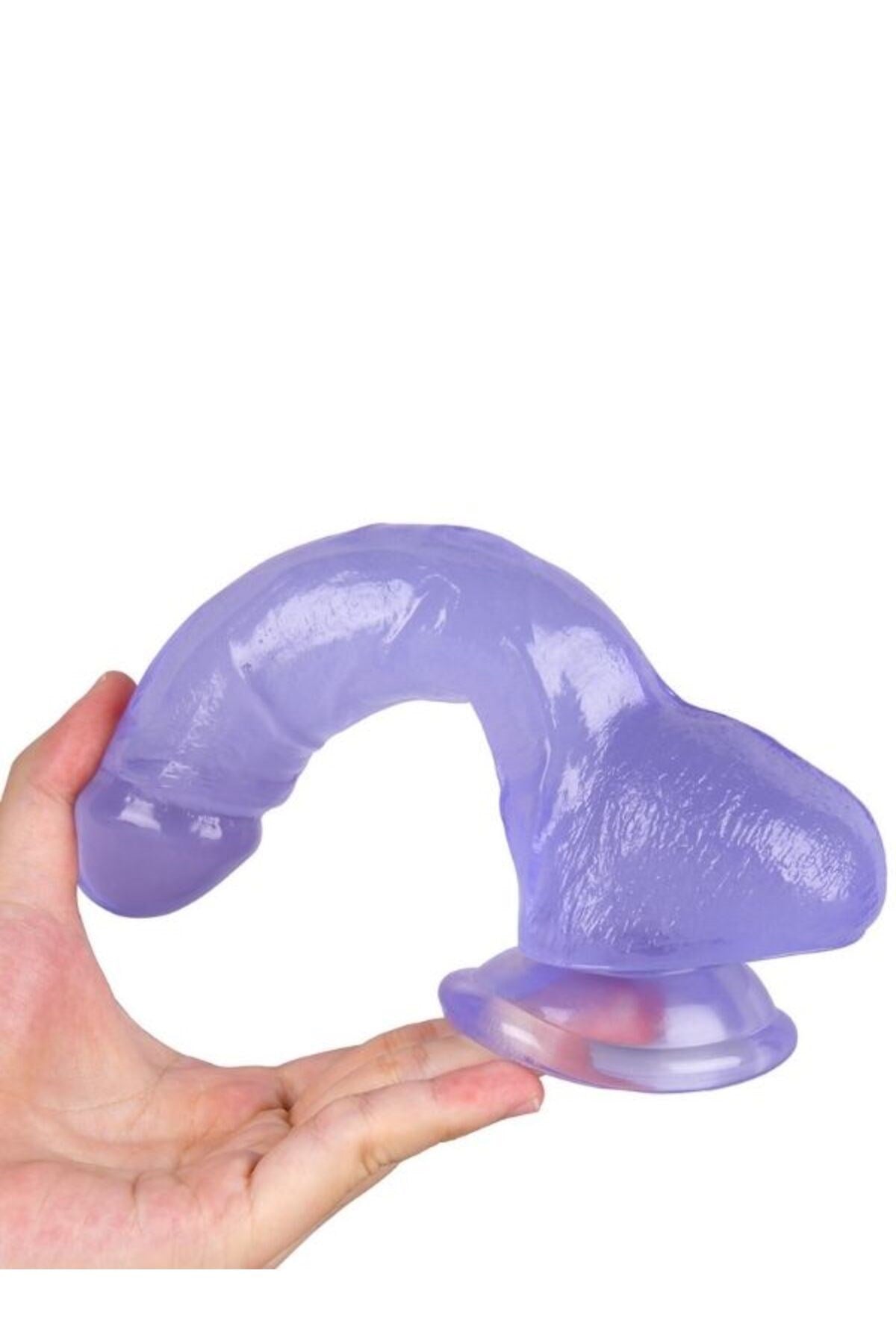 Ultra Realistik Eğilip Bükülebilir G Noktası Ve Klitoris Uyarıcı Mega Boy Jel Mor Penis Dildo 19 Cm