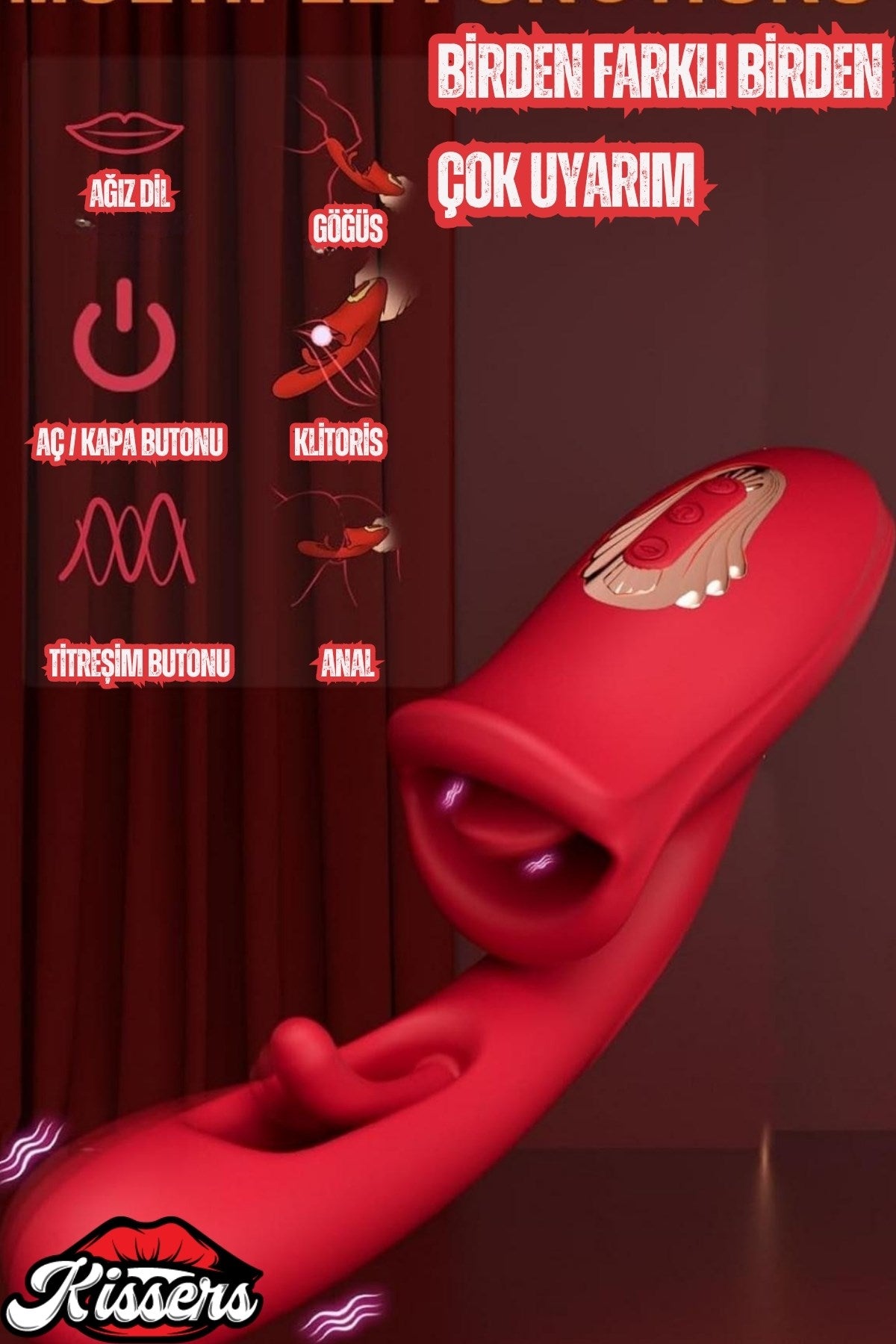 Titreşimli Aşağı Yukarı Dudak Ve Dil Hareketli G Noktası Ve Klitoris Uyarıcılı Hareketli Vibratör