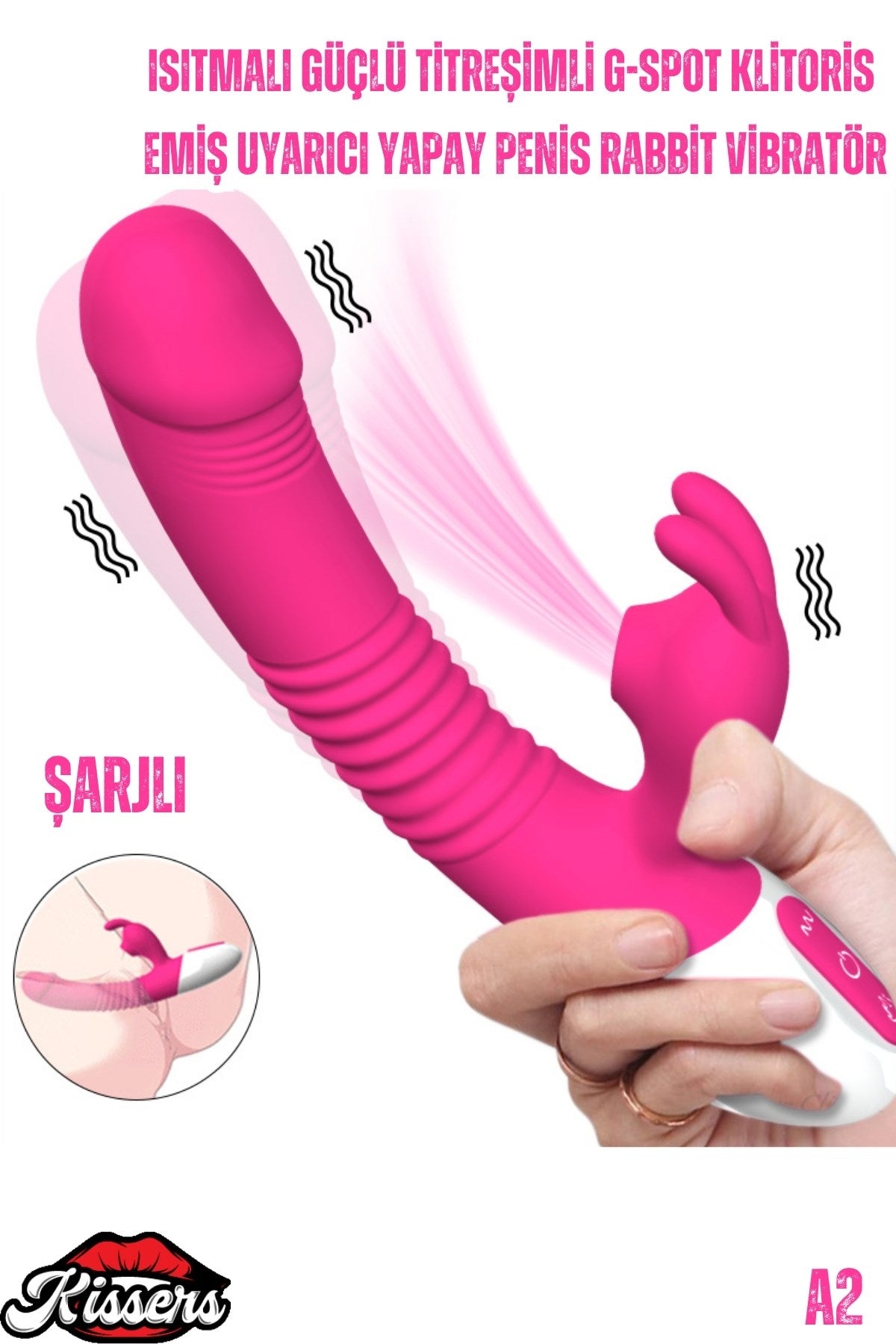 A2 Şarjlı Akıllı Isıtmalı Güçlü Titreşimli G-Spot Klitoris Emiş Uyarıcı Yapay Penis Rabbit Vibratör