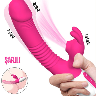 A2 Şarjlı Akıllı Isıtmalı Güçlü Titreşimli G-Spot Klitoris Emiş Uyarıcı Yapay Penis Rabbit Vibratör