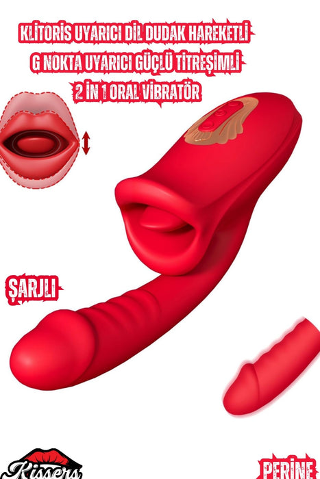 Şarjlı Klitoris Uyarıcı Dil Dudak Hareketli G Nokta Uyarıcı Güçlü Titreşimli Oral Vibratör