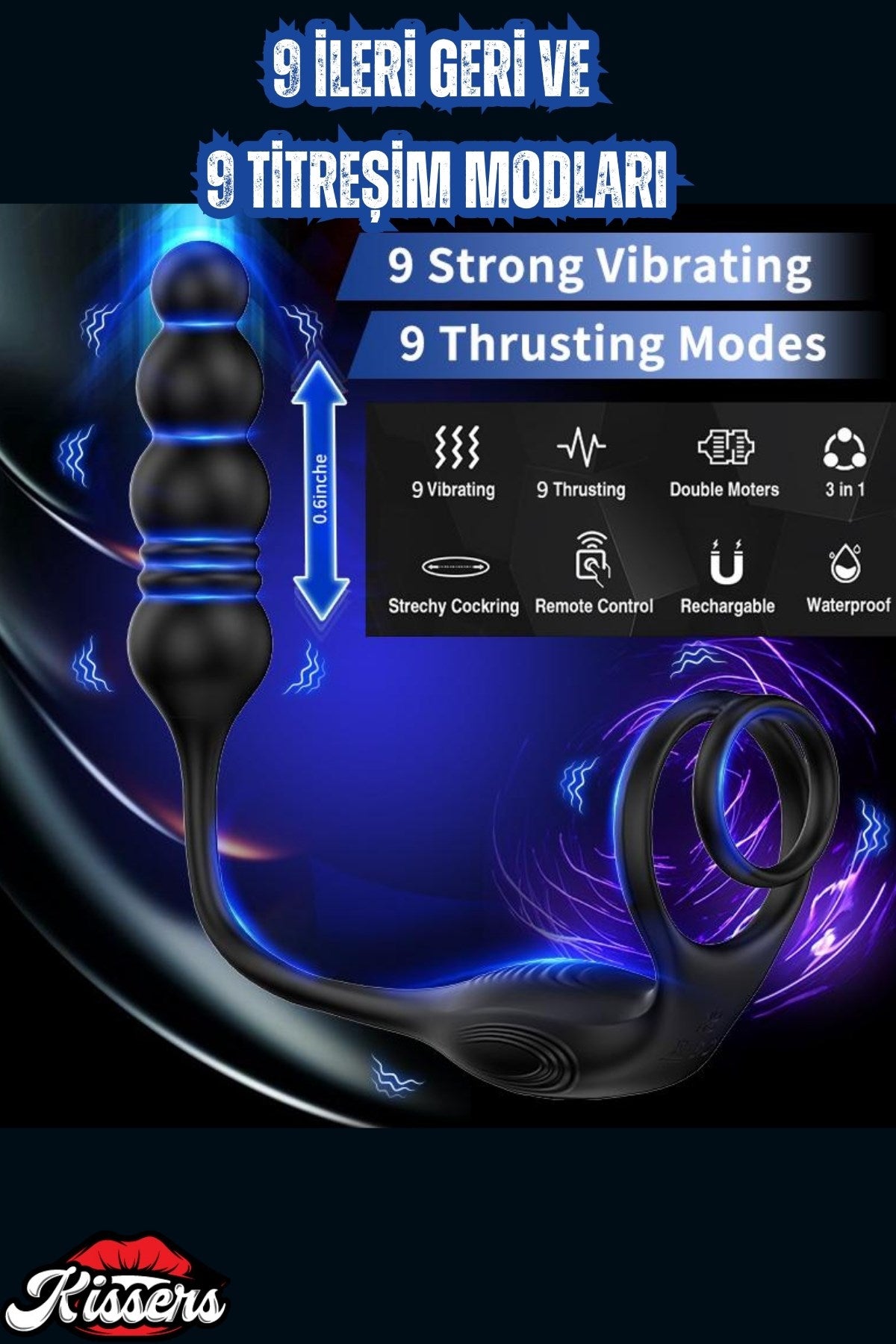 Şarjlı Uzaktan Kumandalı İleri Geri Hareketli Penis Halkalı Beads Perine Uyarıcı Vibratör