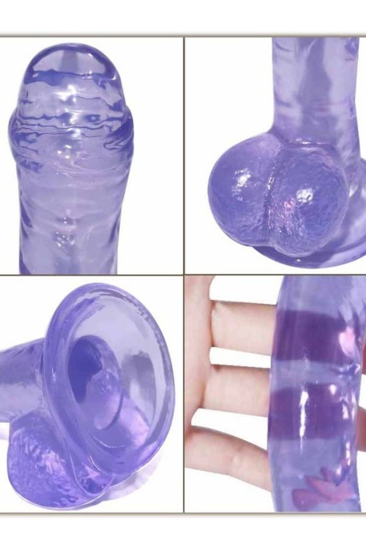 Ultra Realistik Eğilip Bükülebilir G Noktası Ve Klitoris Uyarıcı Mega Boy Jel Mor Penis Dildo 19 Cm