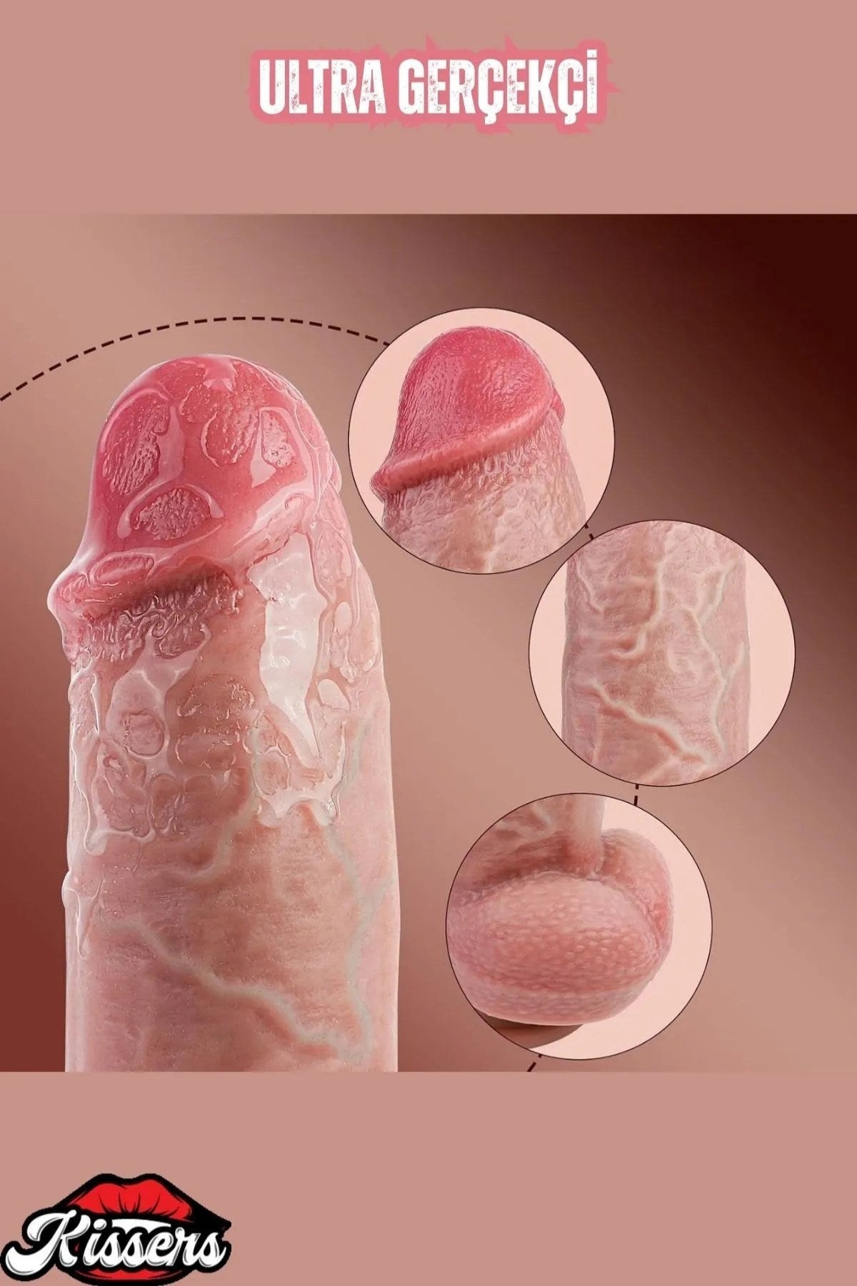 Gerçekçi Kalın Damarlı İleri Geri Hareketli Isıtmalı G Nokta ve Klitoris Uyarıcı Dildo Penis 21 Cm