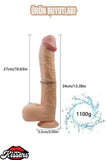 Gerçekçi Ultra Realistik Vantuzlanabilir Damarlı Ten Renkli Penis 34 Cm