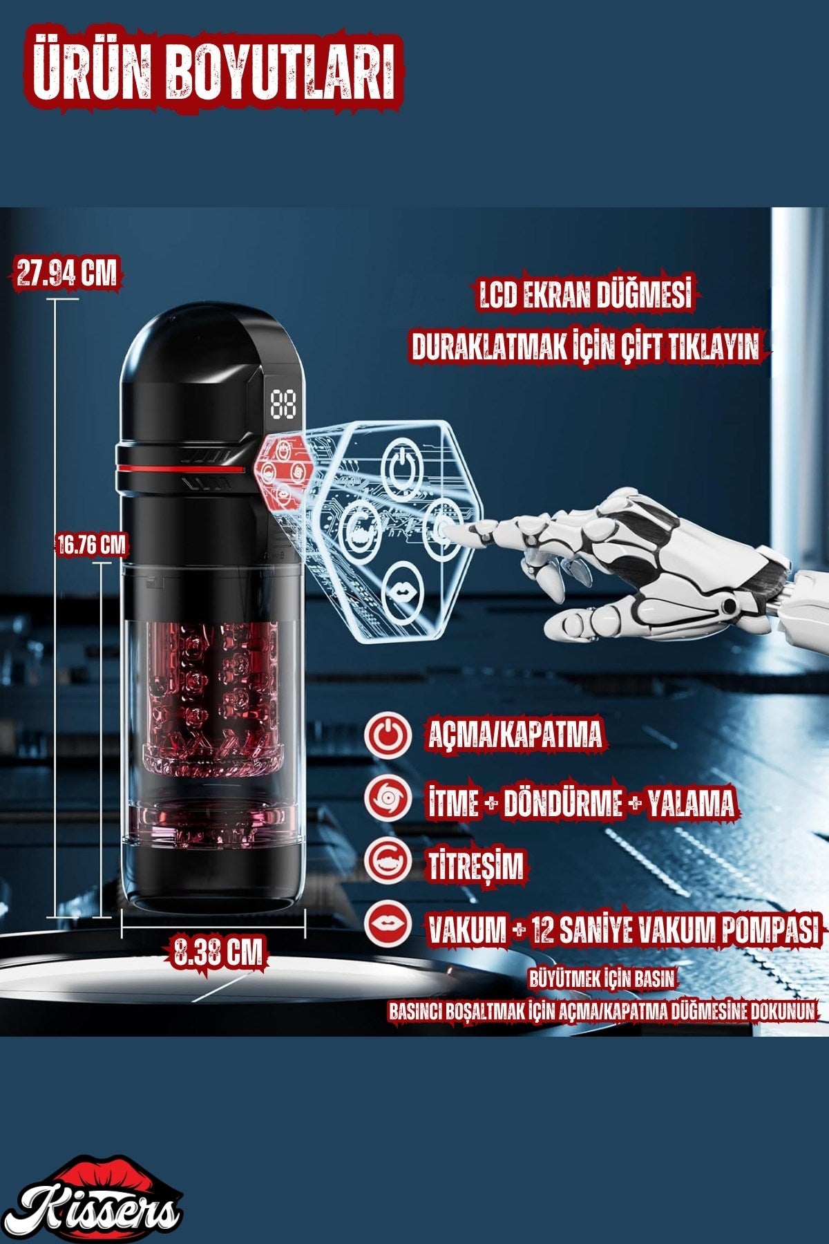 Telefon Kontrollü İleri Geri Hareketli Emiş Yalama Dönme Dil Özellikli Mastürbatör