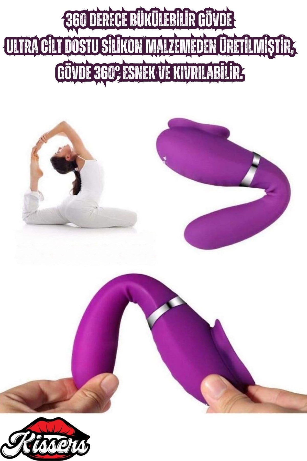 Mor Isıtmalı Çift Titreşimli Emiş ve Dil Anal Ve Klitoris Uyarıcılı Çift Taraflı Vibratör