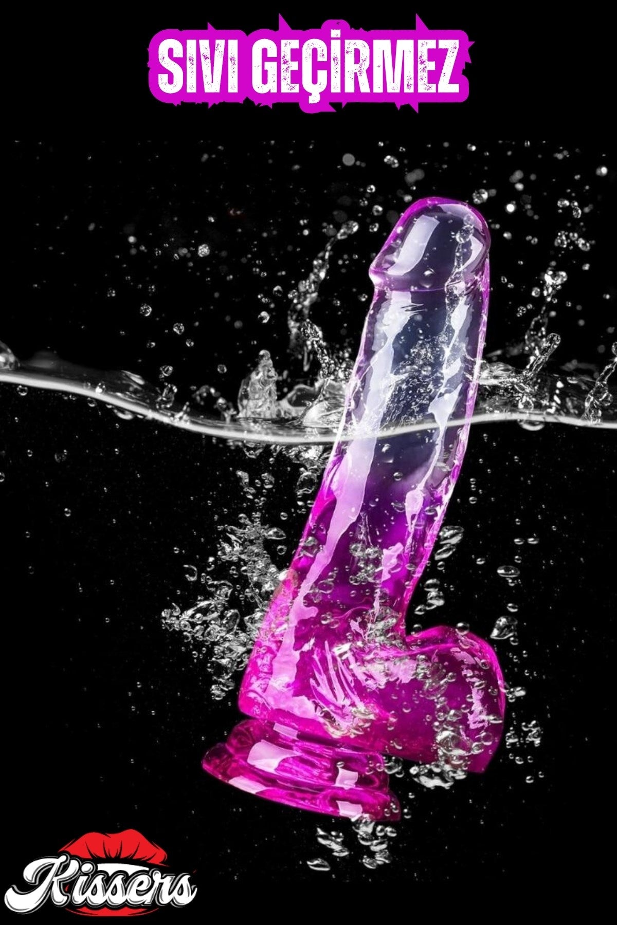 Cinsel Oyuncak Şeffaf Mor Renk Vantuzlanabilir Jel Dokusunda Ultra Realistik Penis Dildo 23 Cm