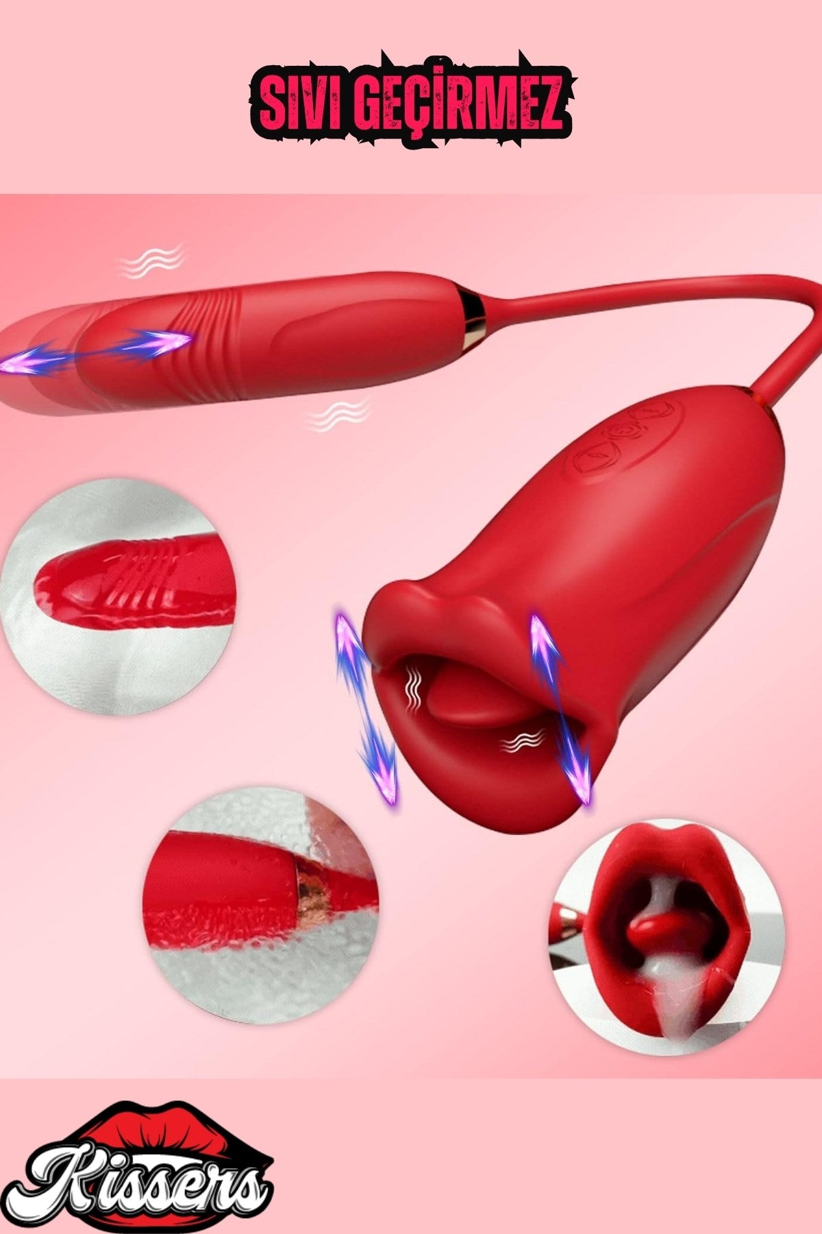 Cinsel Oyuncak Kadınlar Için 3'ü 1 Arada Anal Vajina Klitoris Titreşim Yalama Vibratör