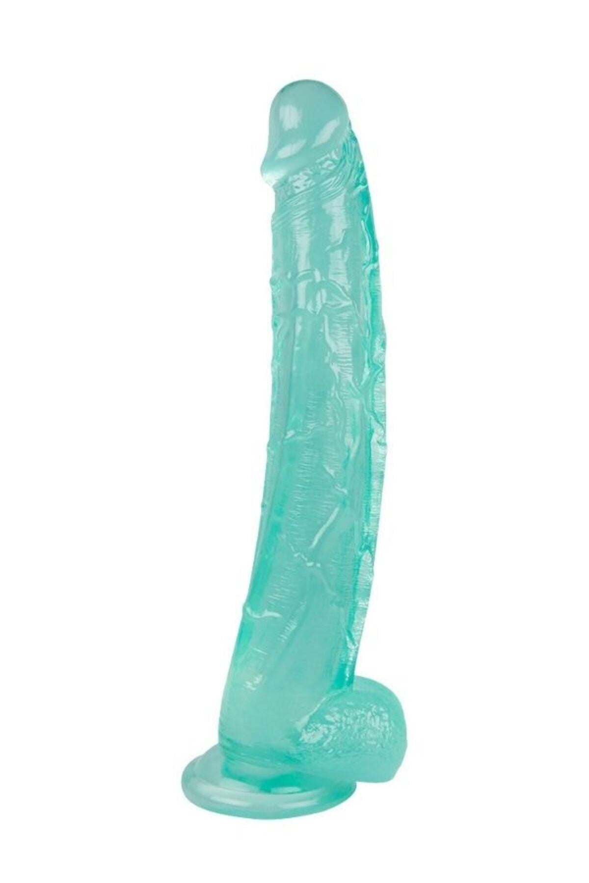 Ultra Realistik Eğilip Bükülebilir G Noktası Ve Klitoris Uyarıcı Dev Jel Yeşil Penis Dildo 30 Cm