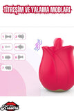 Rose Şarjlı Yeni Nesil Güçlü Titreşim Dil Yalama Hareketli Klitoris Uyarıcı Gül Vibratör