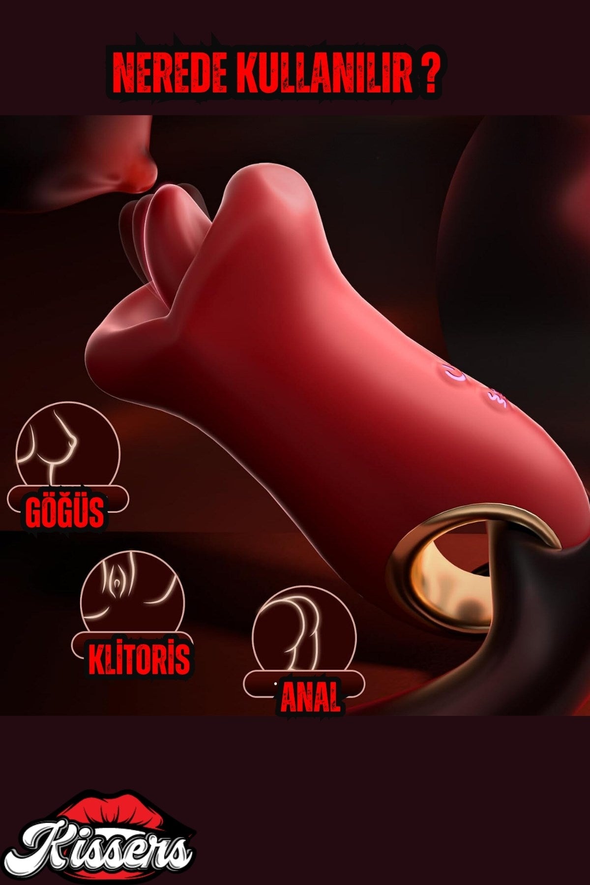 Cinsel Oyuncak Kadınlar Için Dudak Şeklinde Parmak Tutamaçlı Anal Vajinal 360° Derece Vibratör