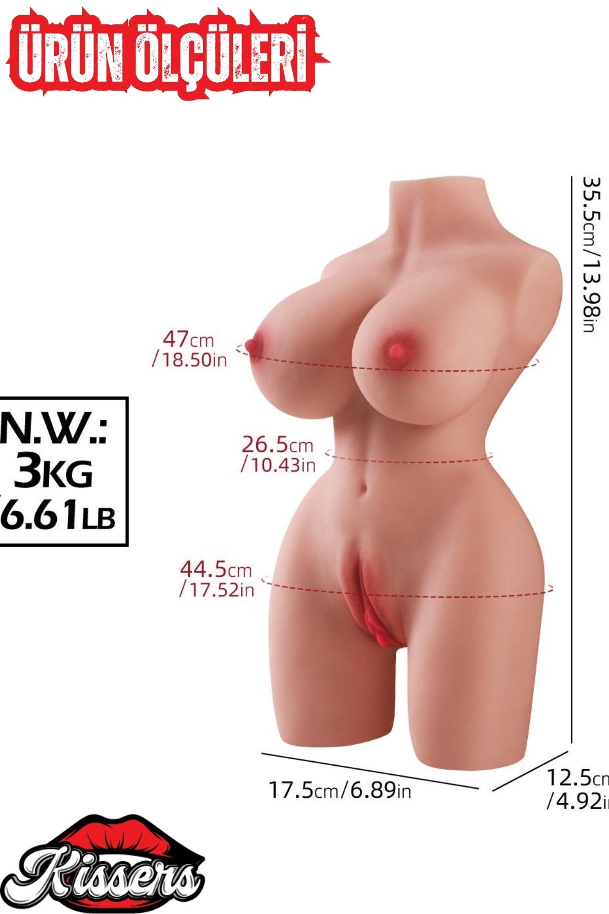 Realistik Manken 36 Cm Titreşimli İskelet Sistemli Sıvı geçirmez Anal Vajinal Mastürbatör 3 Kg
