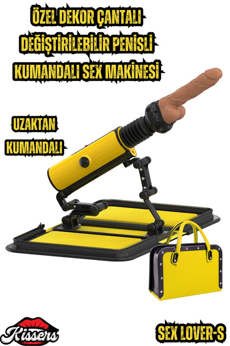 Özel Dekor Salı Çantalı Değiştirilebilir Penisli Uzaktan Kumandalı Sex Makinesi