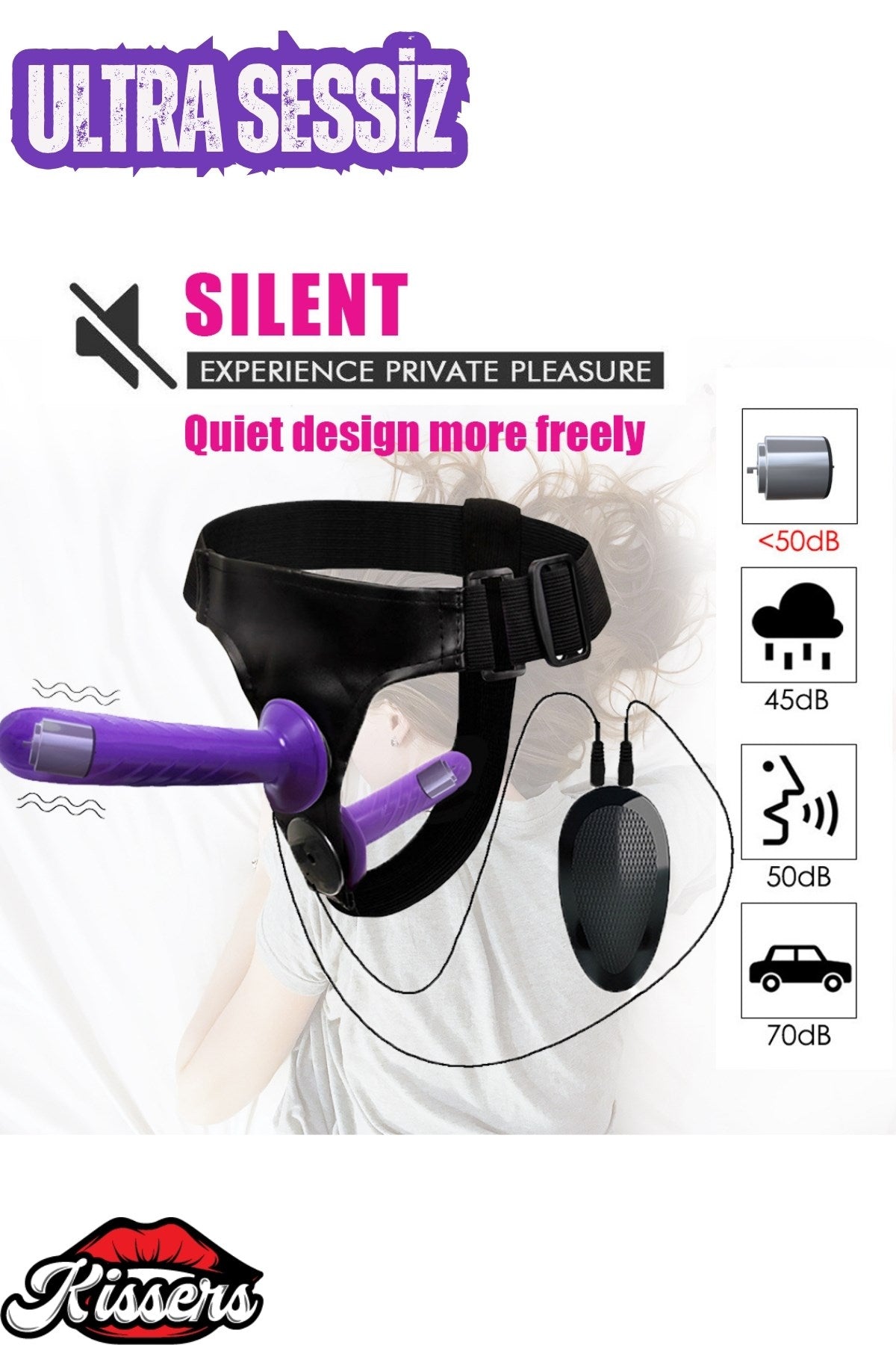 Double Güçlü Titreşimli Belden Bağlamalı Kemerli Çift Taraflı Bisex Lezbiyen Dildo Vibratör