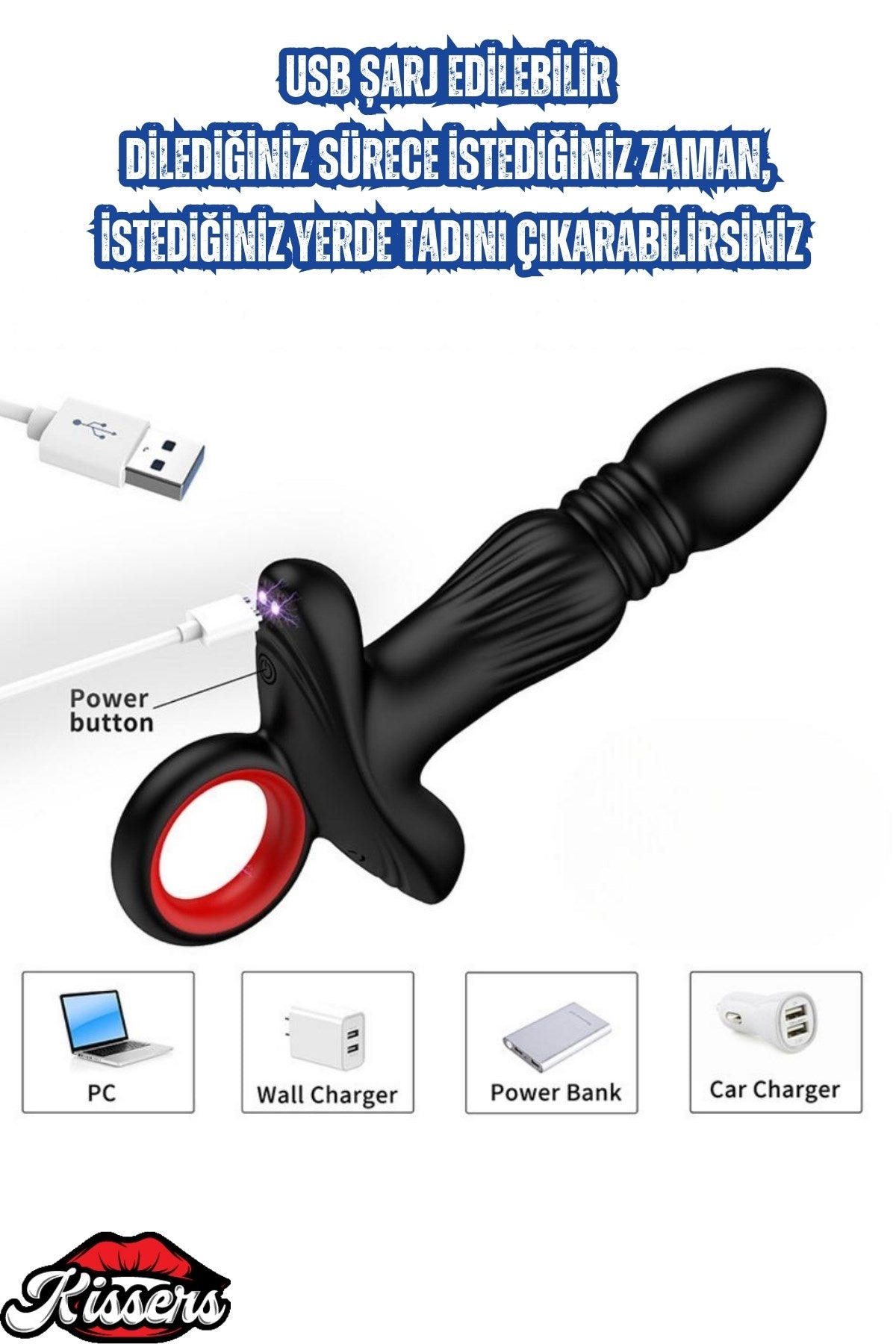 Şarjlı Tutma Aparatlı İleri Geri Hareketli Titreşimli 3 Motorlu Uyarıcı Anal Vibratör