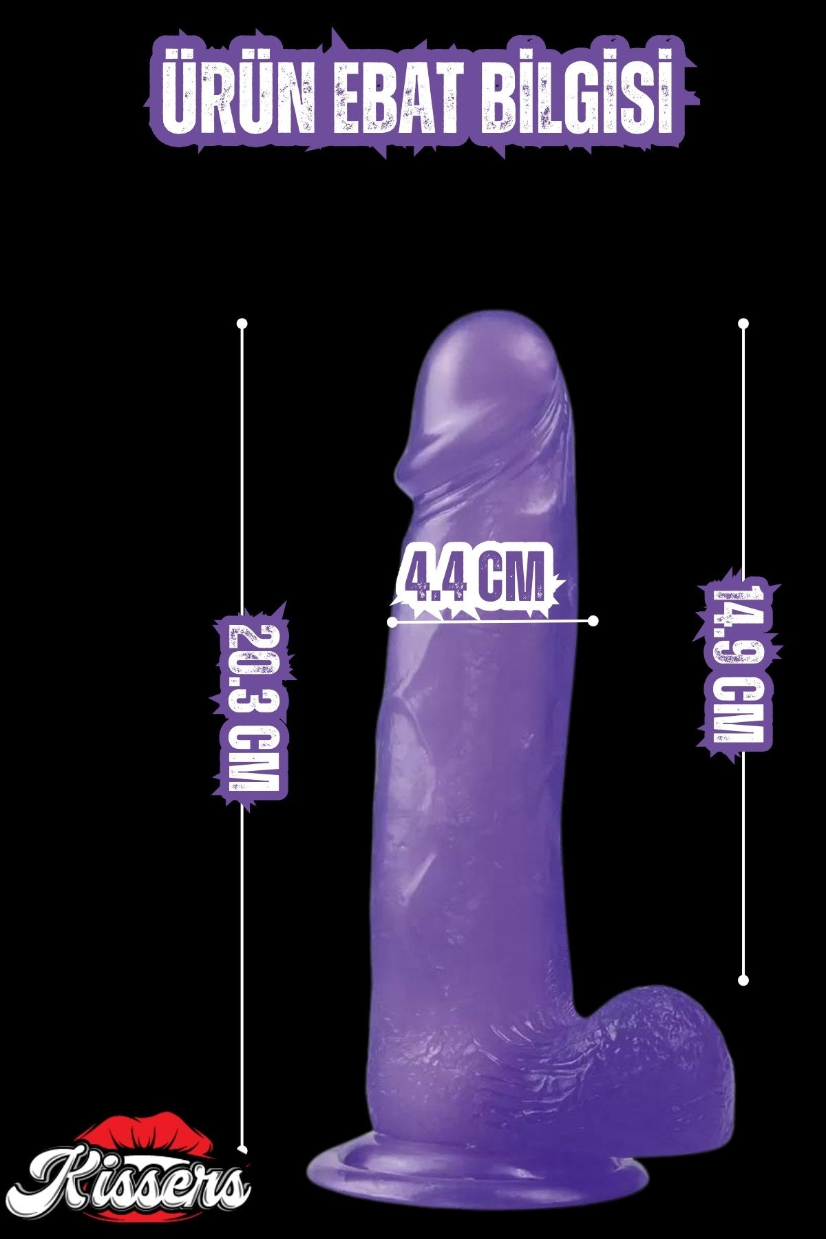 Cinsel Oyuncak Mor Renk Vantuzlanabilir Jel Dokusunda Ultra Yumuşak Realistik Penis Dildo 20.3 Cm