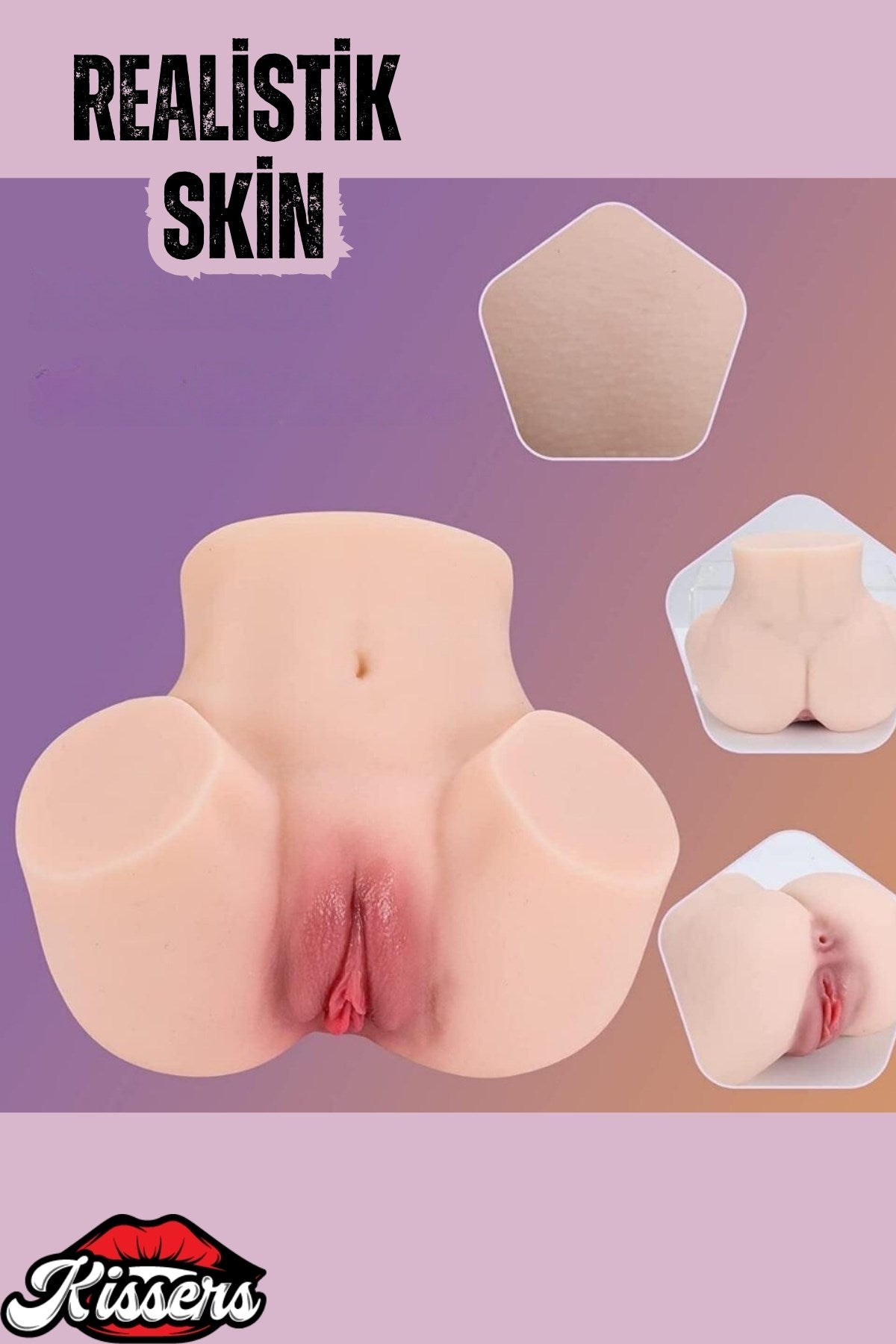 Gerçekçi Boyutta Kalça Mastürbatör Cinsel Oyuncak Çift Girişli Titreşimli Anal Vajina 2 Kg