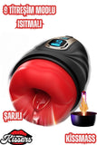 Akıllı Titreşimli Isıtmalı Dudak Tasarımlı Suni Vajina Oral Lcd Ekran Mastürbatör