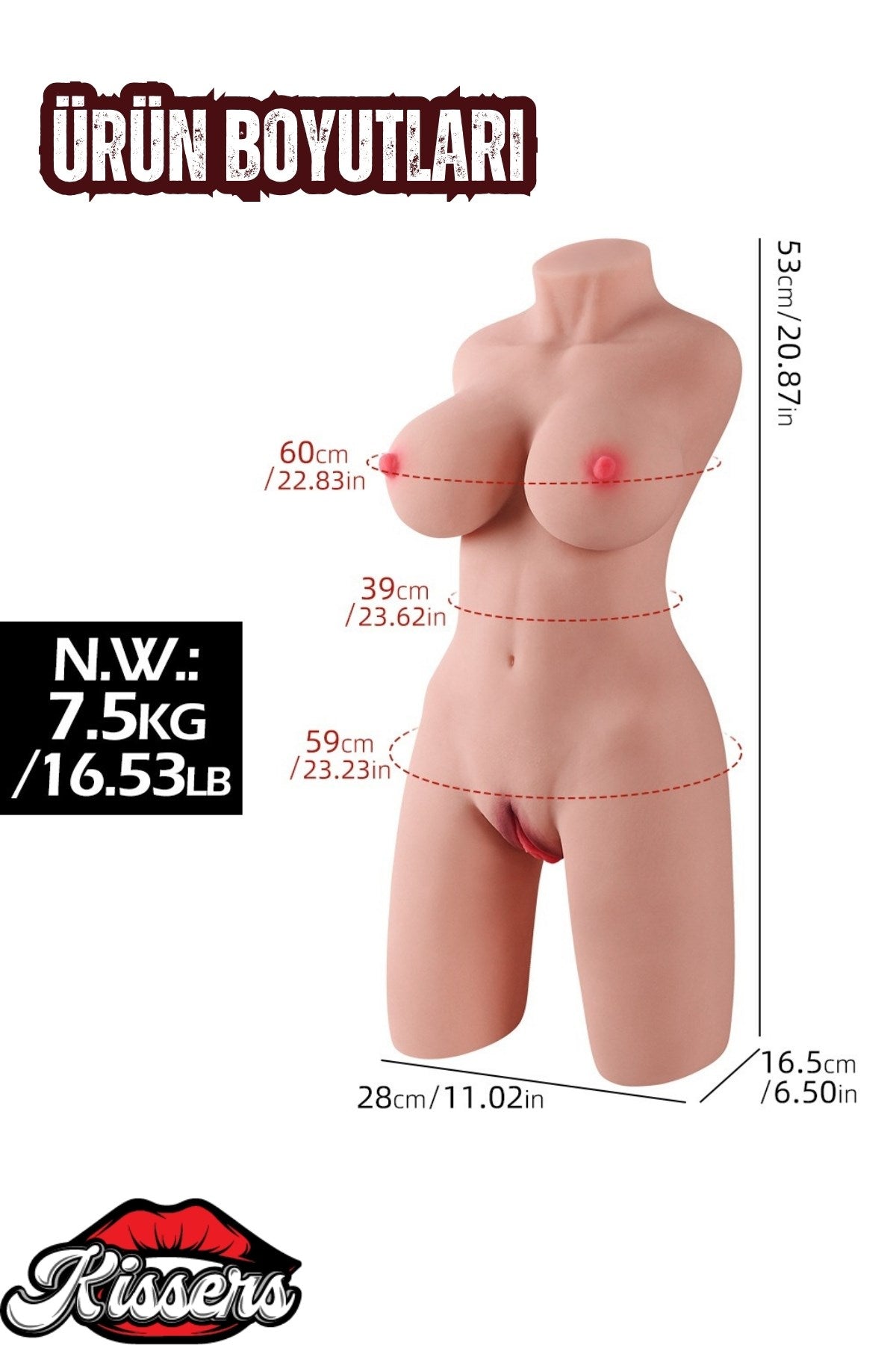 Gerçekçi Boyutlarda Yeni Nesil Isıtmalı Titreşimli Anal Vajina Mastürbatör Realistik Manken 7.5 kG