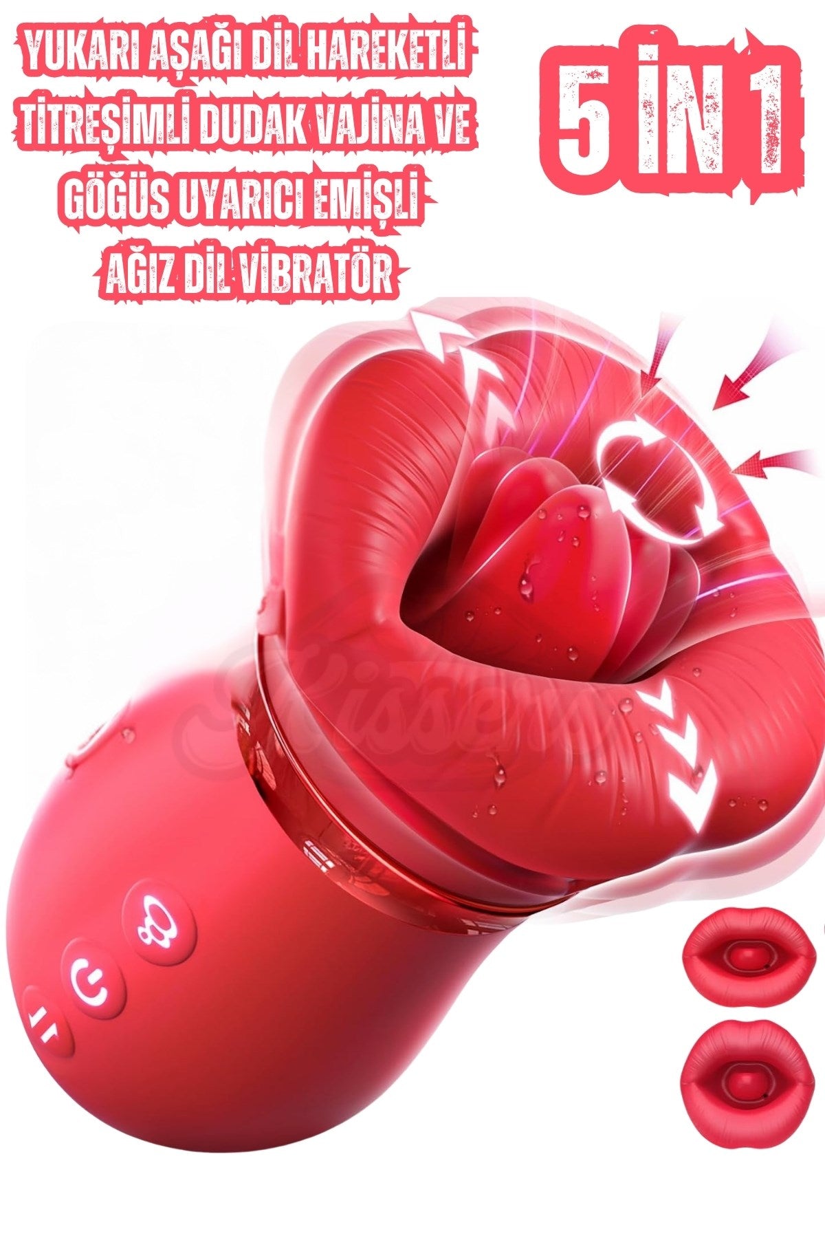 Aşağı Yukarı Dil Hareketli Göğüs ve Vajina Emişli Vakumlu G Noktası Ve Klitoris Uyarıcılı Vibratör